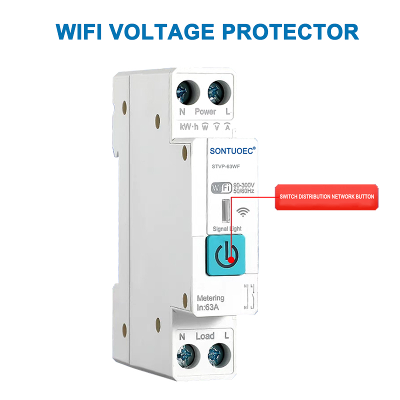 Protector de voltaje WiFi de tipo ferrocarril inteligente